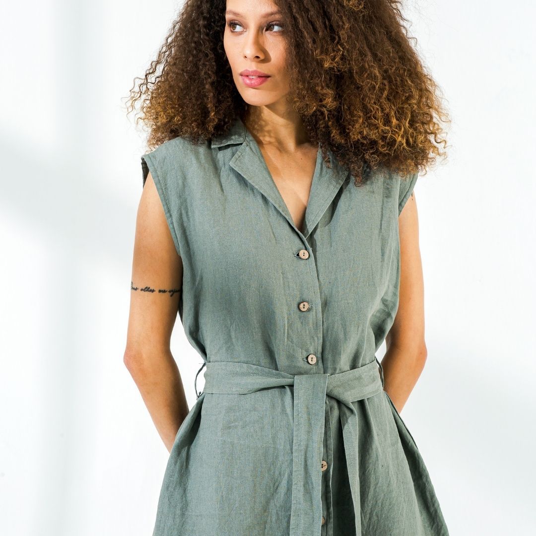 Cap Sleeve Linen Tunic Dress LineniaDream Cap Sleeve Linen Tunic Dress LineniaDream