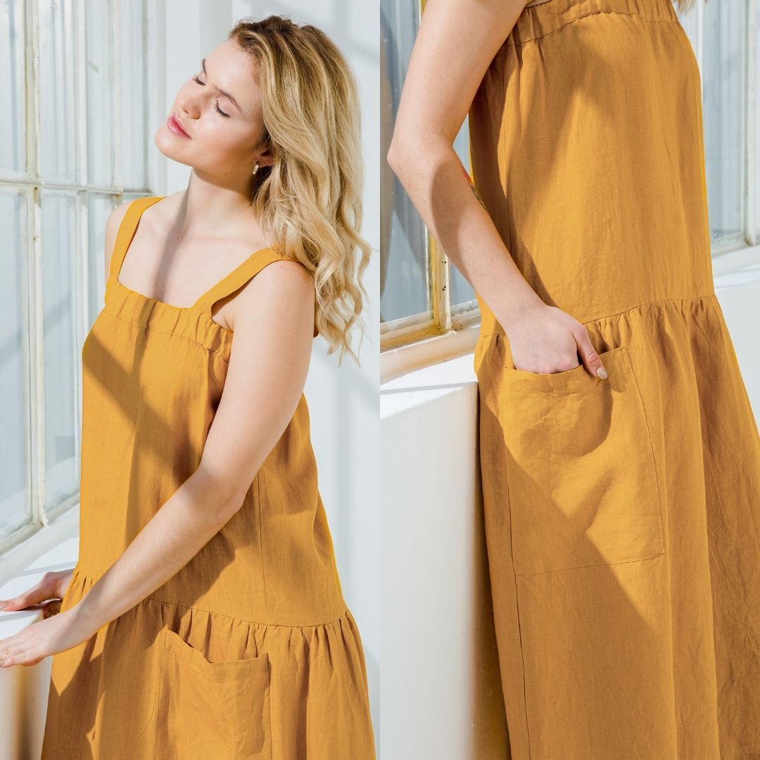 Square Neck Linen Summer Dress Square Neck Linen Summer Dress