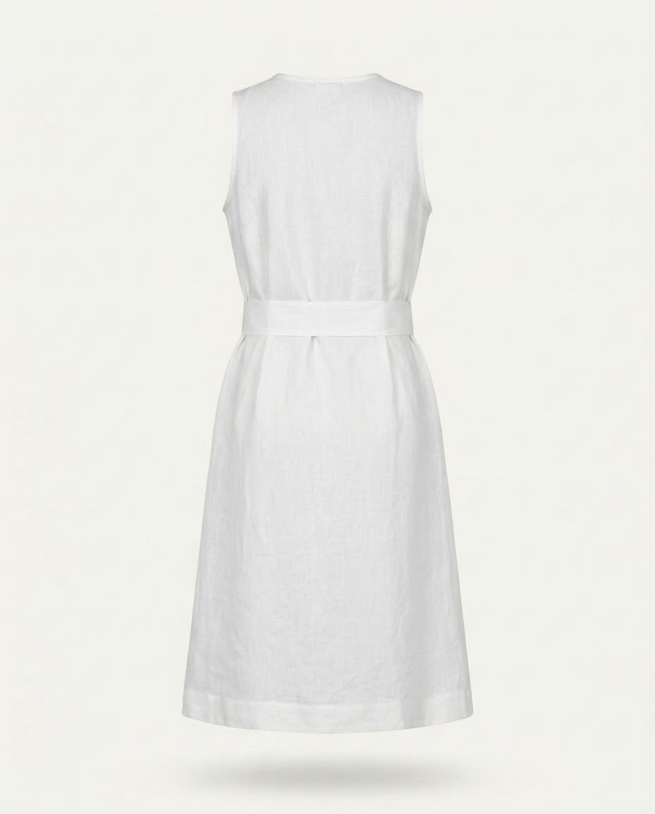 Sleeveless Linen Shirt Dress