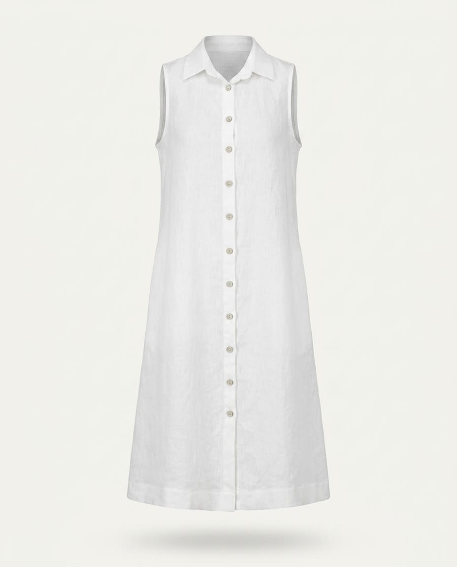 Sleeveless Linen Shirt Dress