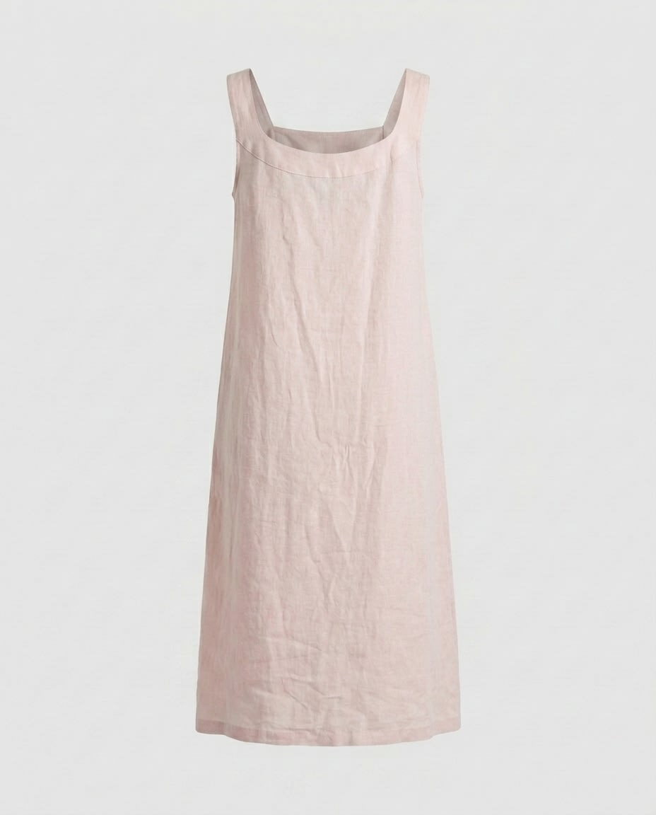 Gathered Yoke Sleeveless Linen Sundress