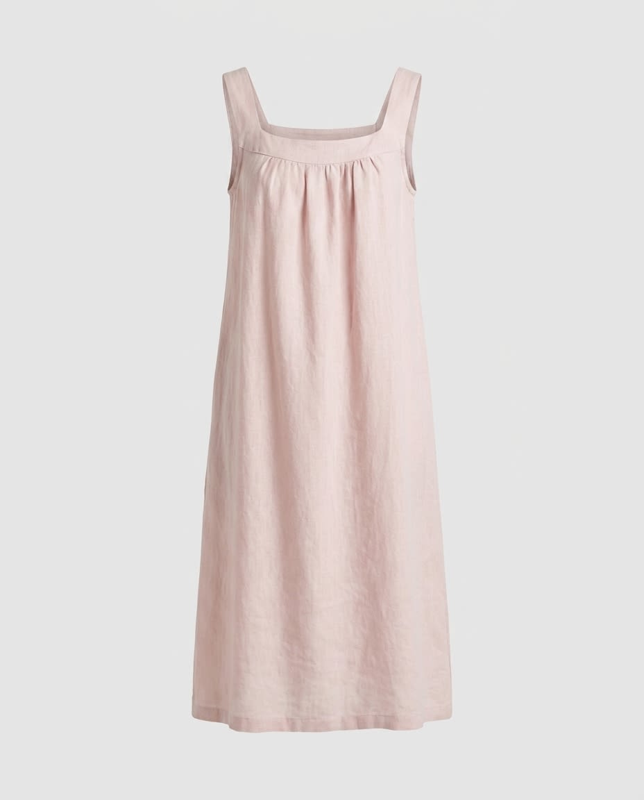 Gathered Yoke Sleeveless Linen Sundress