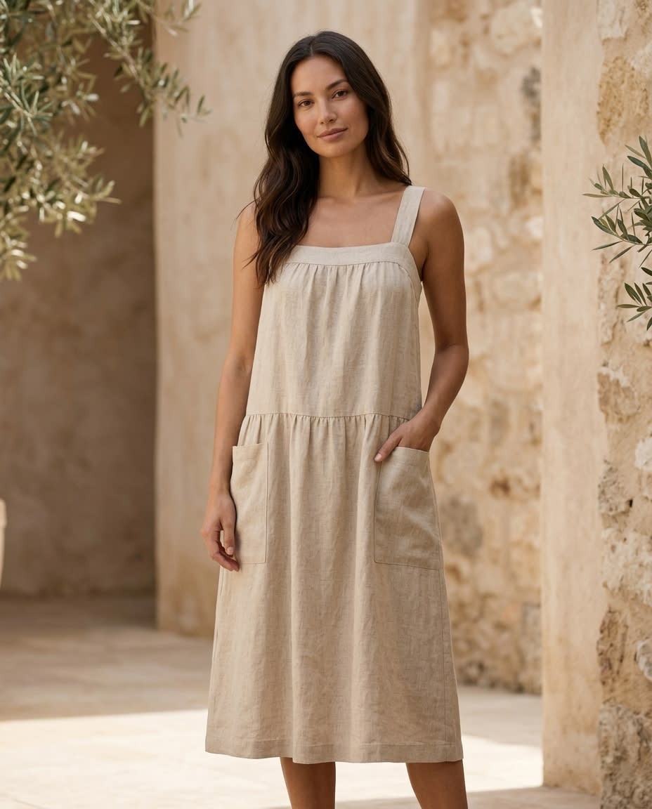 Pinafore Linen Dress