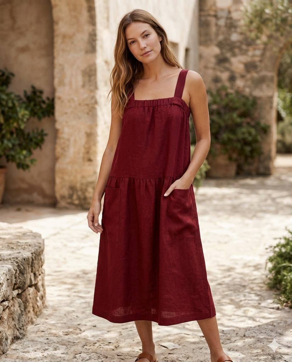Pinafore Linen Dress
