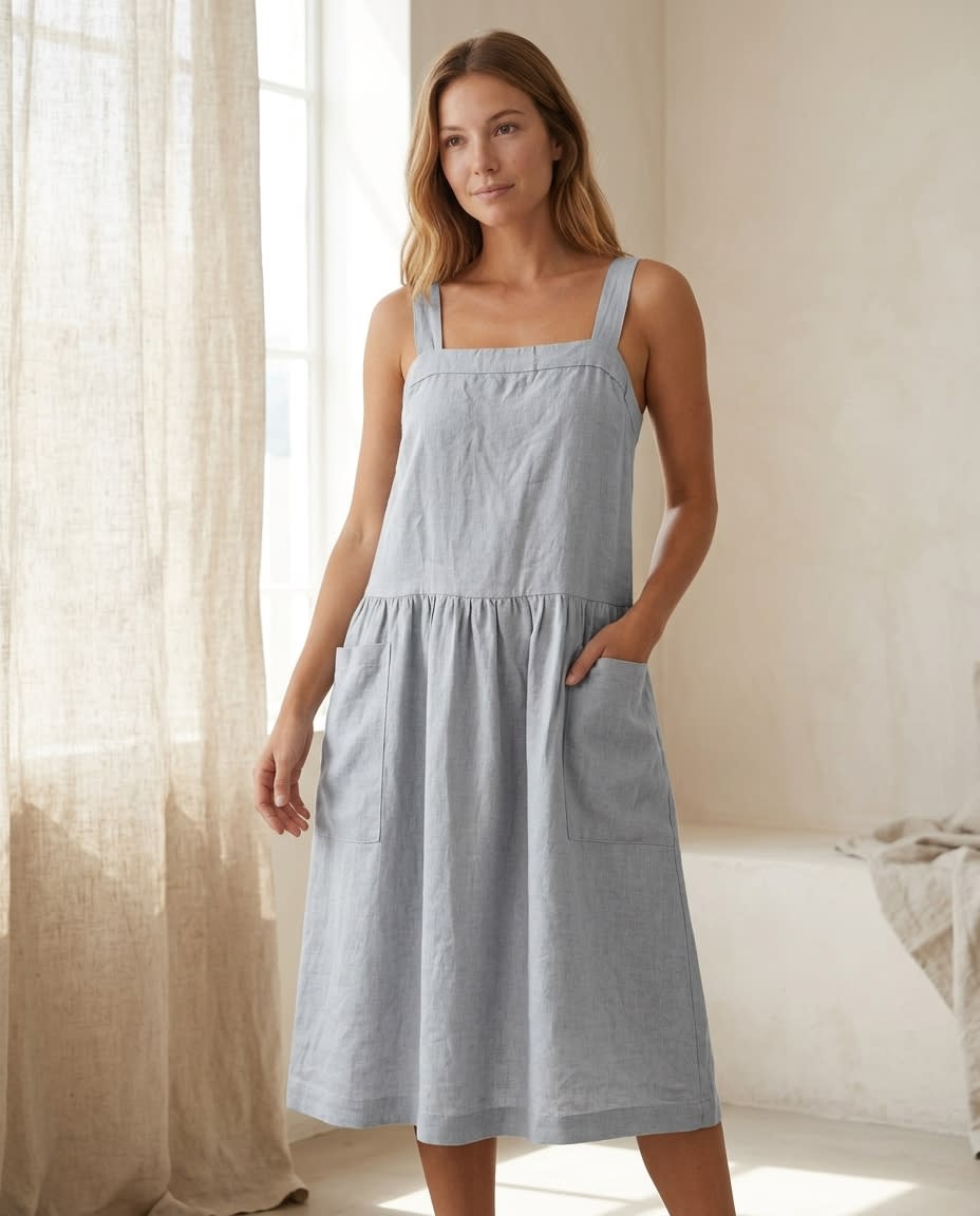Pinafore Linen Dress