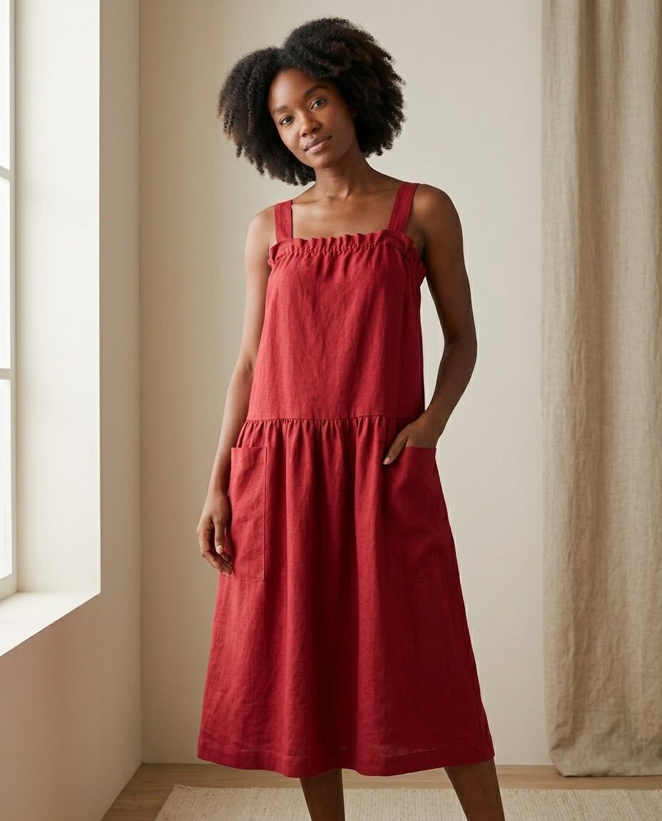 Pinafore Linen Dress