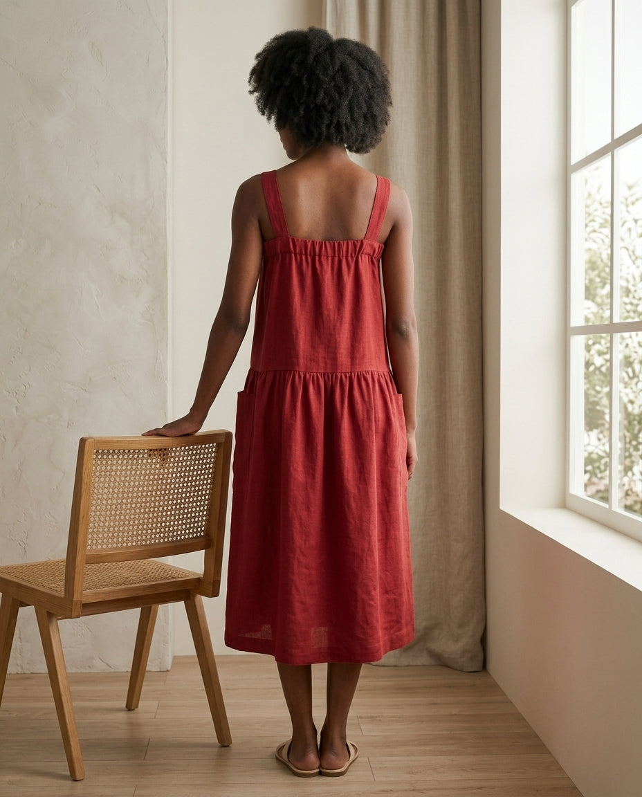 Pinafore Linen Dress
