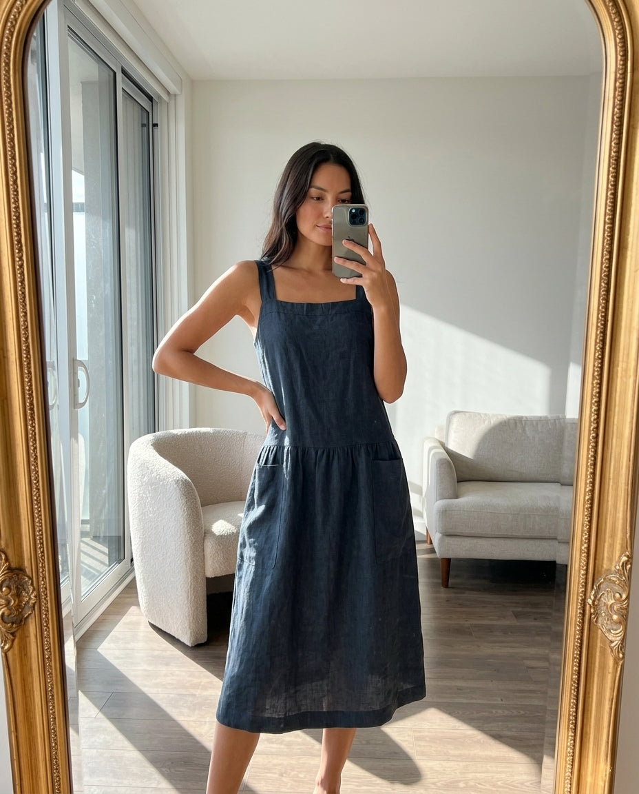Pinafore Linen Dress