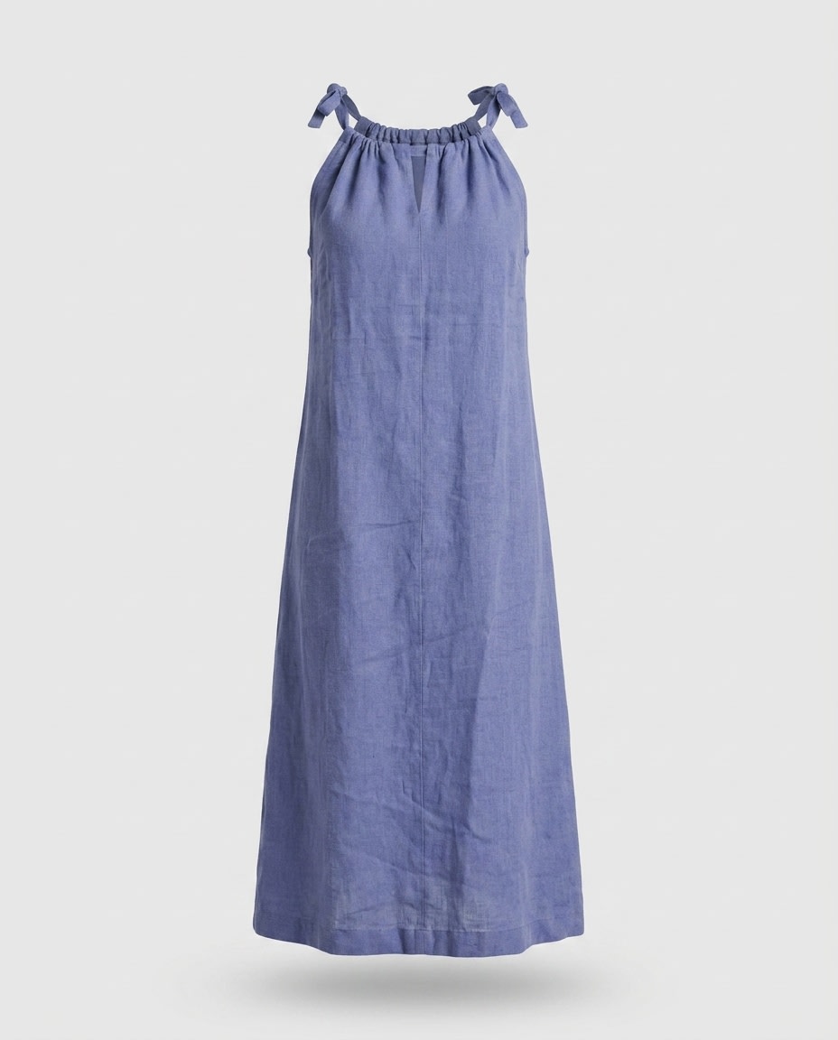 Tie-Shoulder Linen Sundress