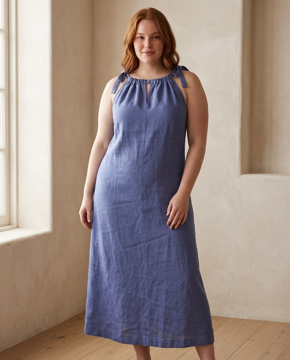 Tie-Shoulder Linen Sundress