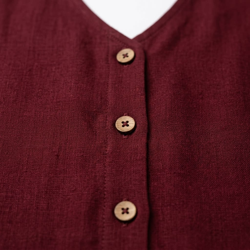 Sleeveless Button-Front Linen Midi Dress