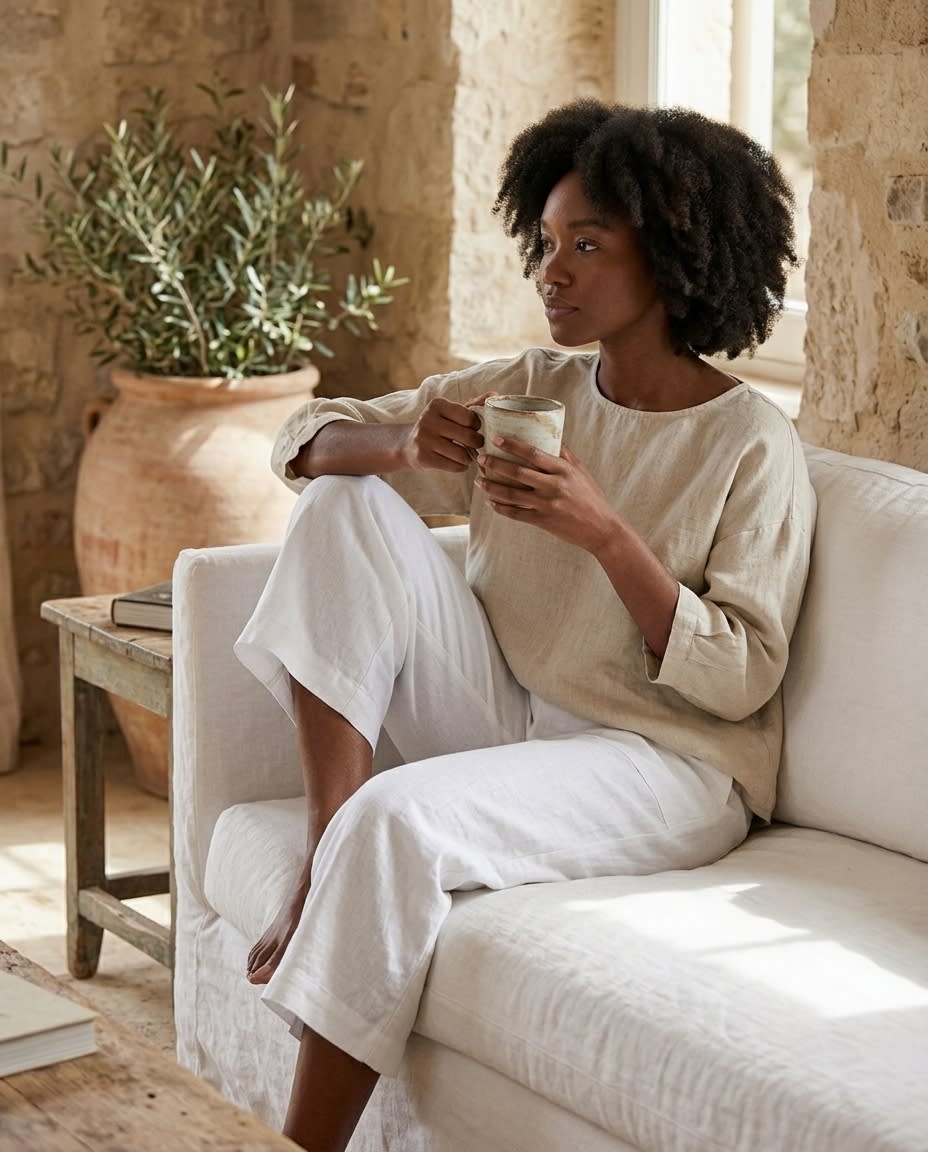 Relaxed Cropped Wide-Leg Linen Trousers