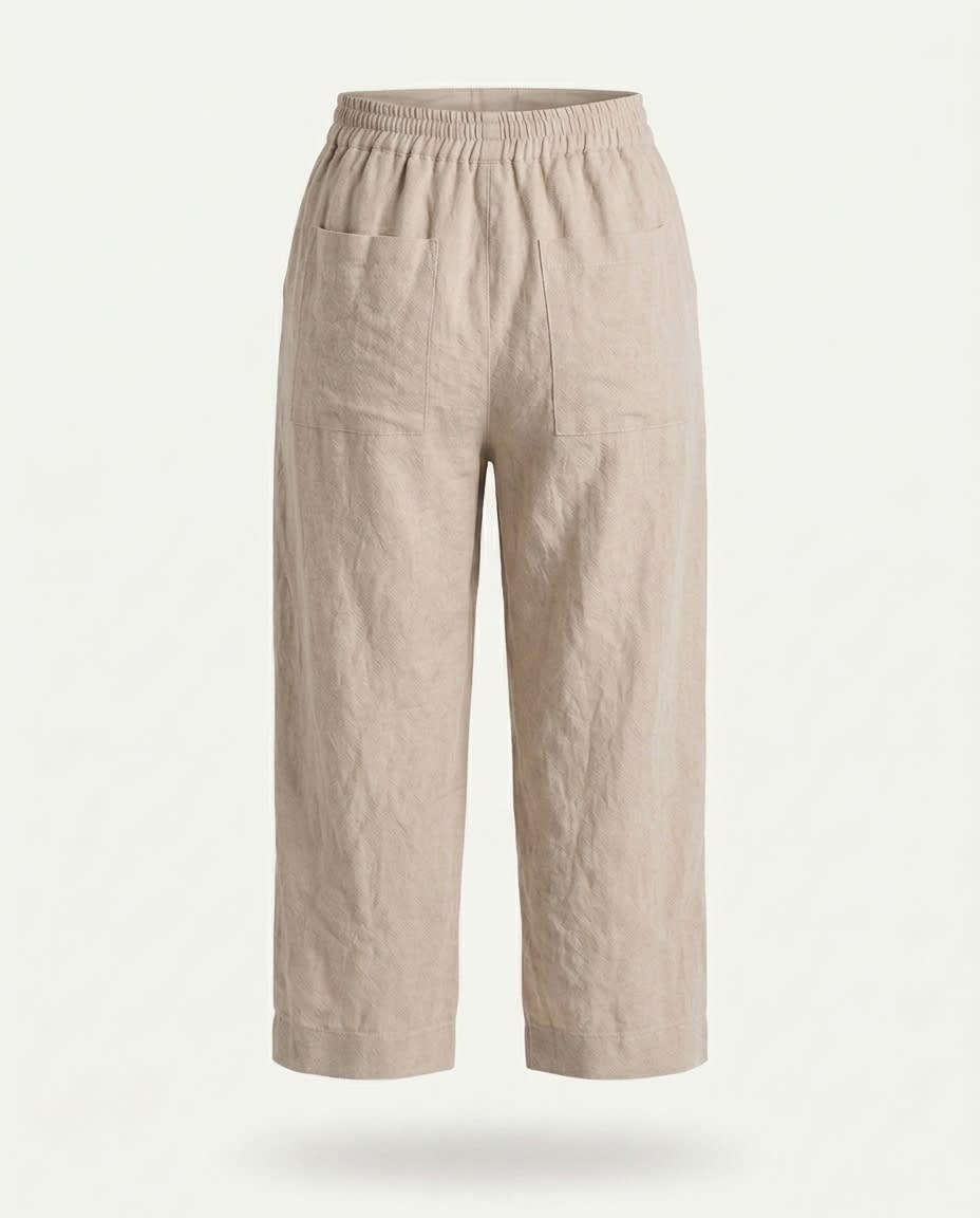 Relaxed Cropped Wide-Leg Linen Trousers