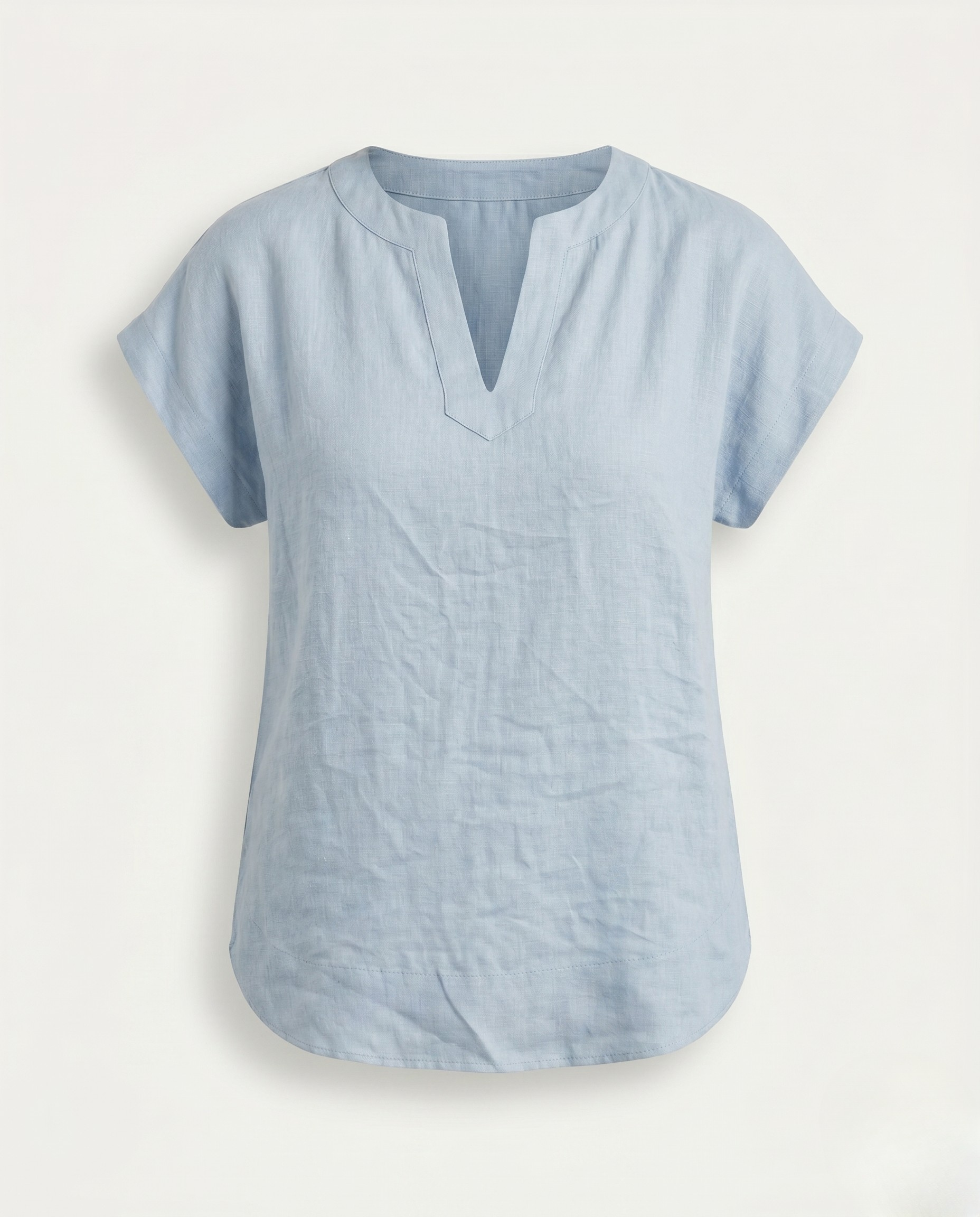 Linen Blouse — V-Neck Cap Sleeve Top | 100% Organic Linen