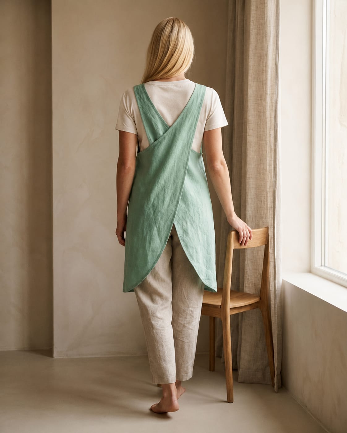 Crossback Pinafore Linen Apron Dress