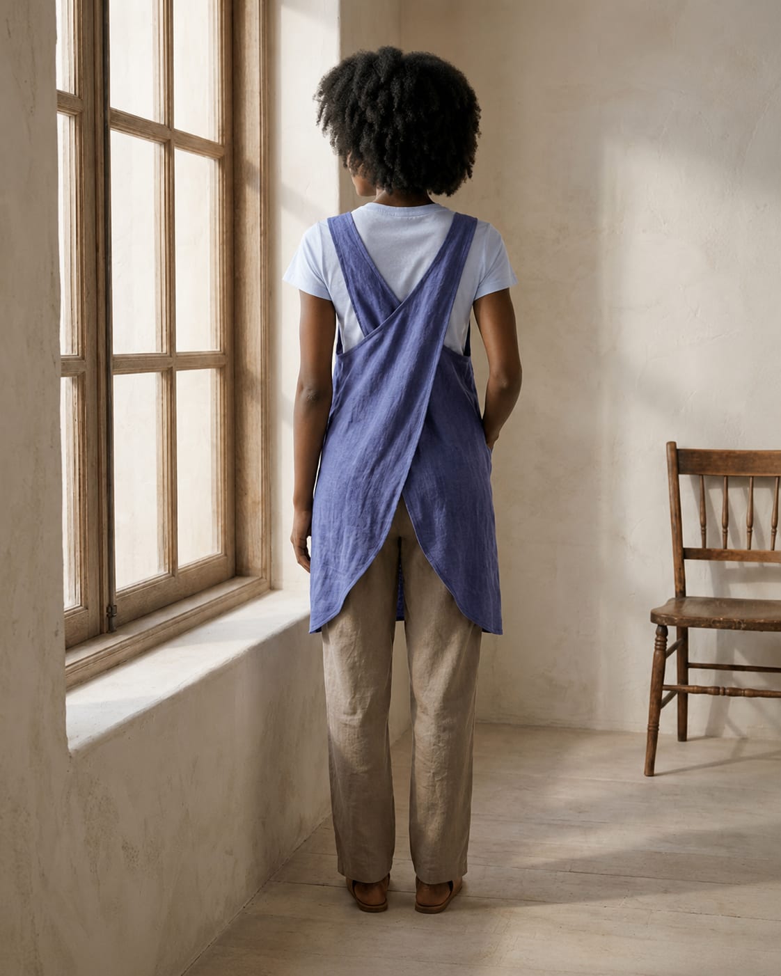 Crossback Pinafore Linen Apron Dress