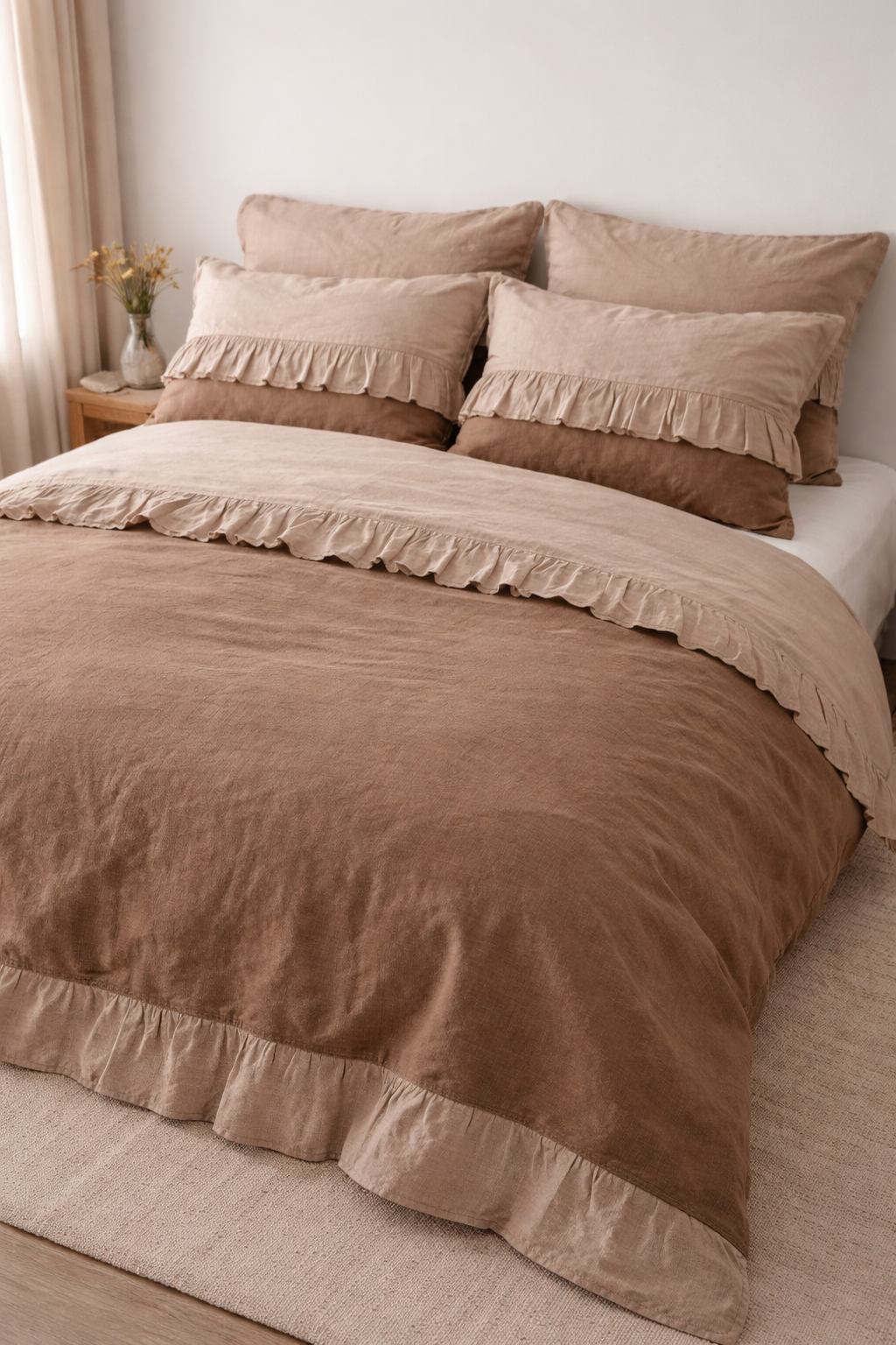 Linen Pillowcase with Ruffle Trim