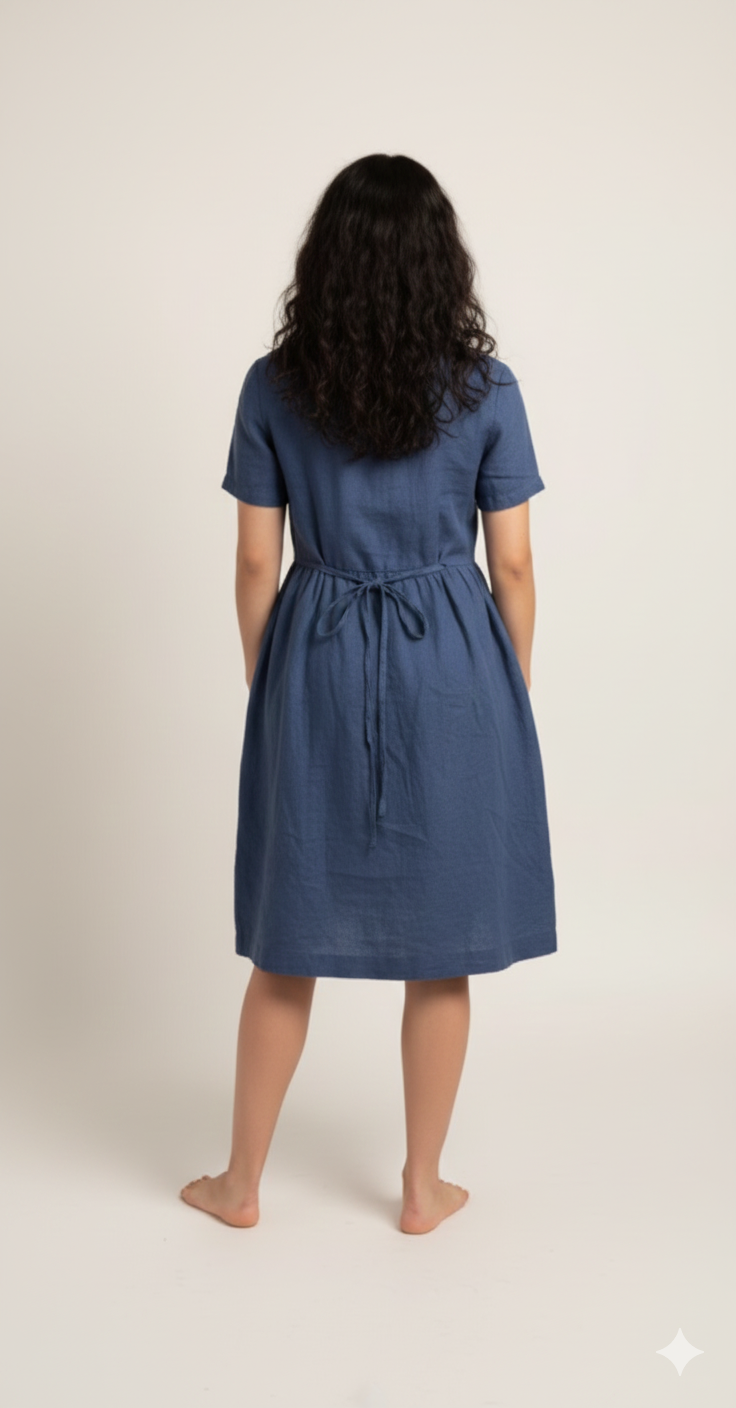 Linen Dress with Button Front