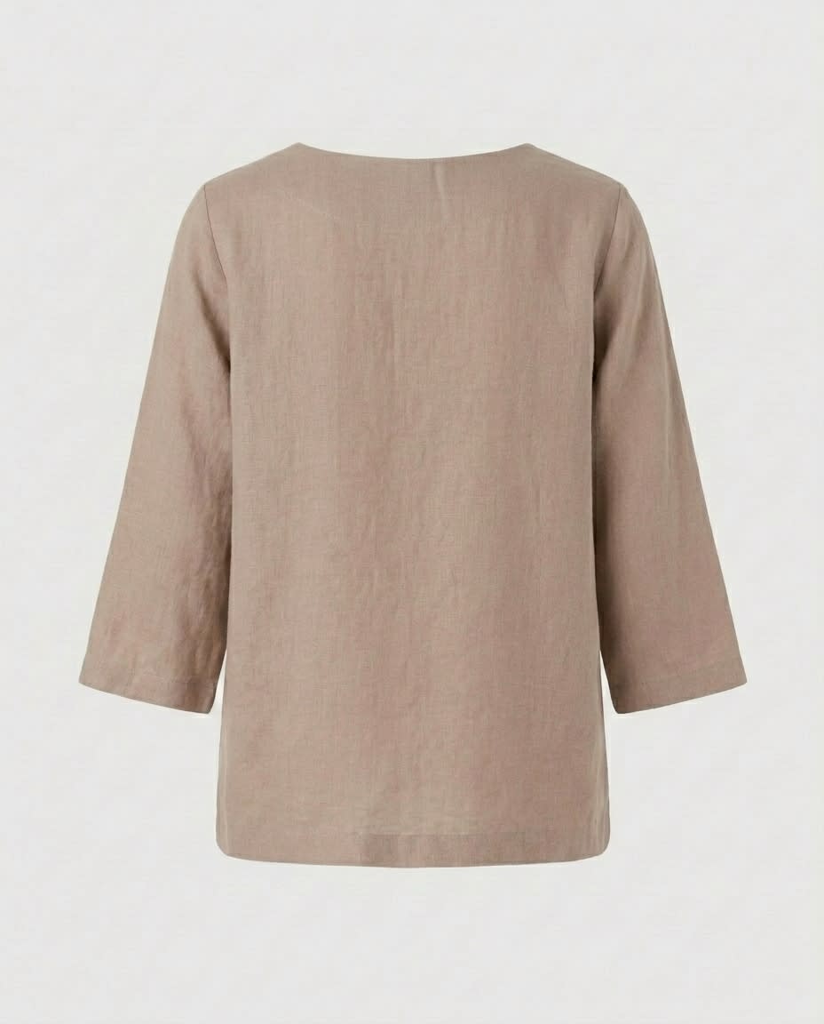 Relaxed Patch-Pocket Linen Blouse