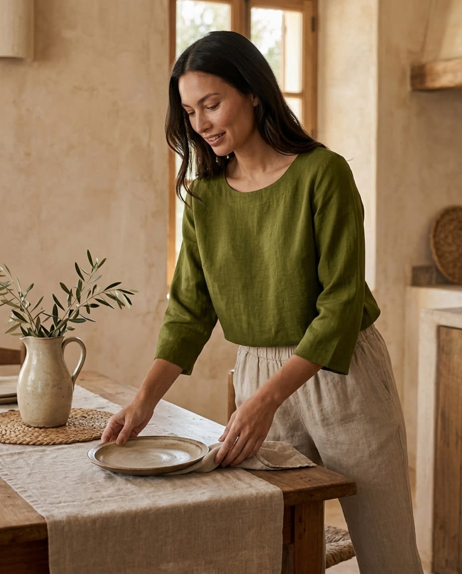 Relaxed Patch-Pocket Linen Blouse