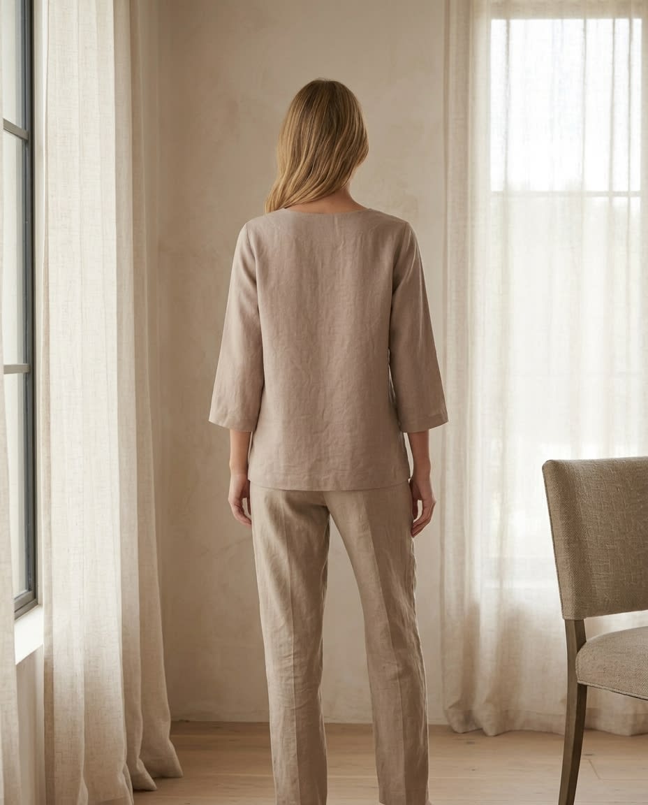 Relaxed Patch-Pocket Linen Blouse