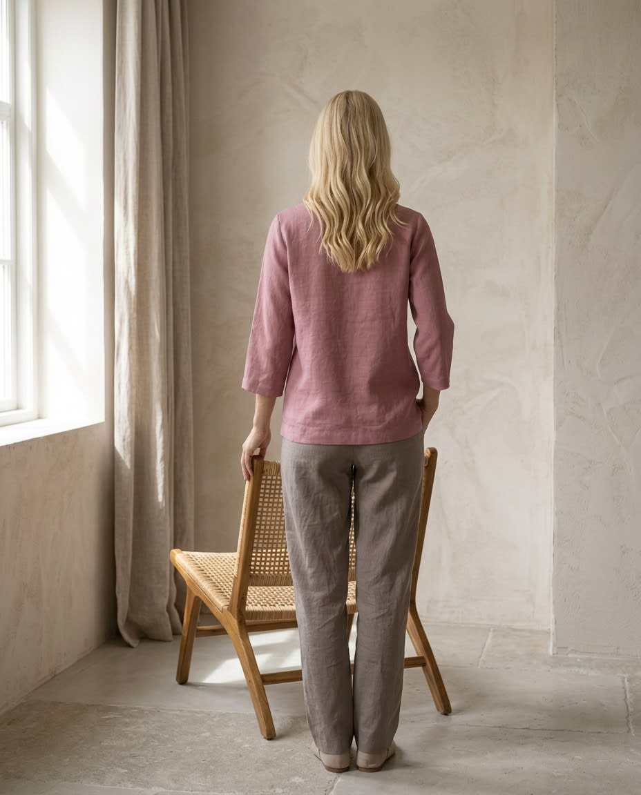 Relaxed Patch-Pocket Linen Blouse