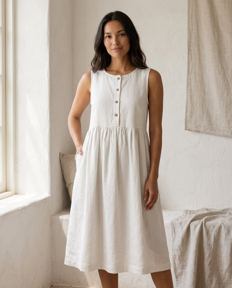 Maternity Linen Midi Dress