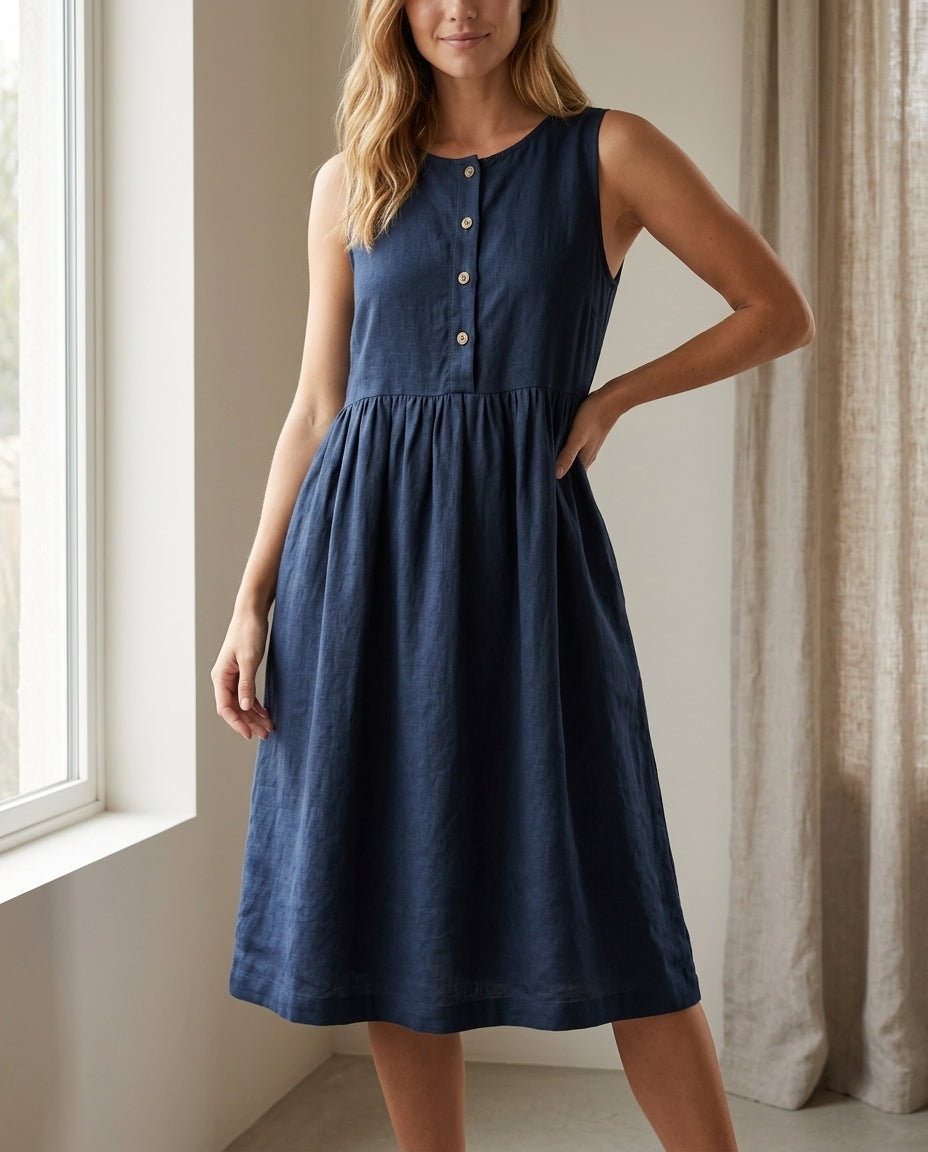 Maternity Linen Midi Dress