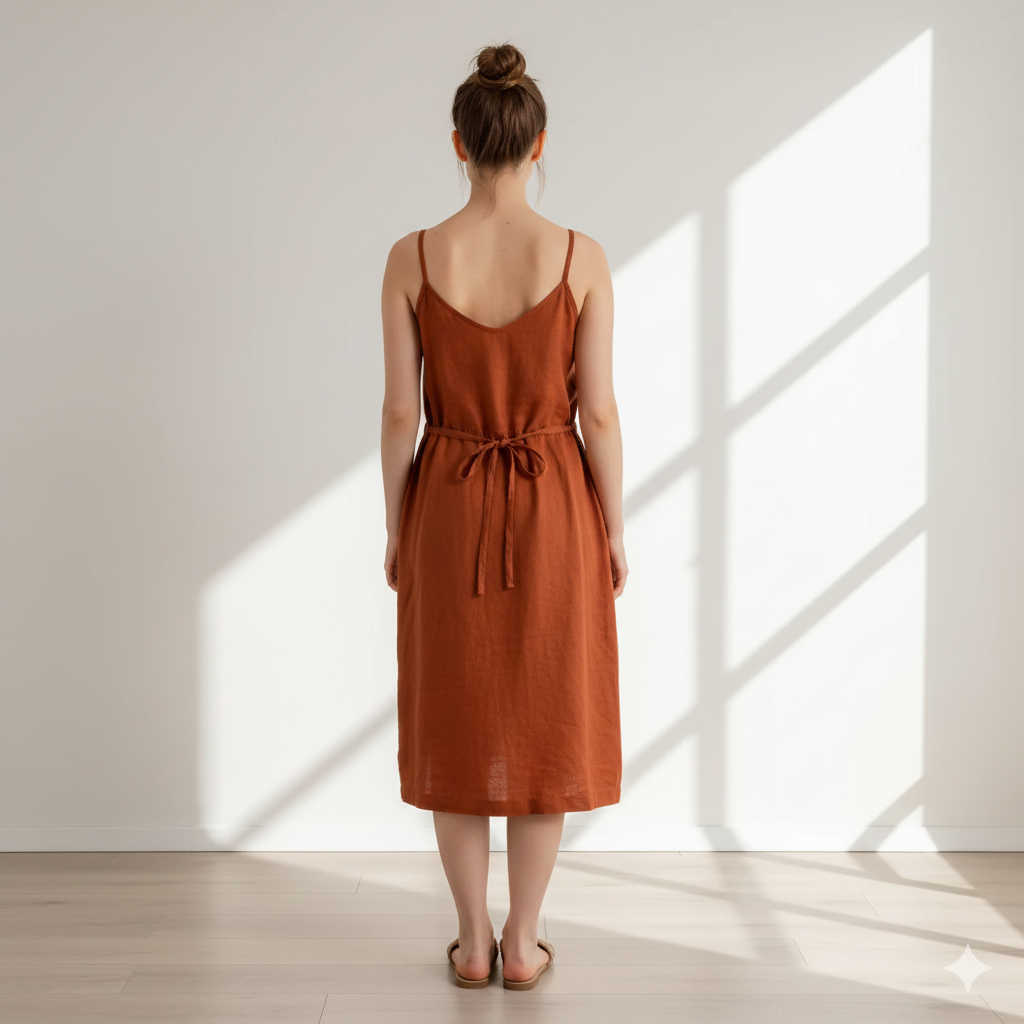 Linen Strap Dress with Pockets