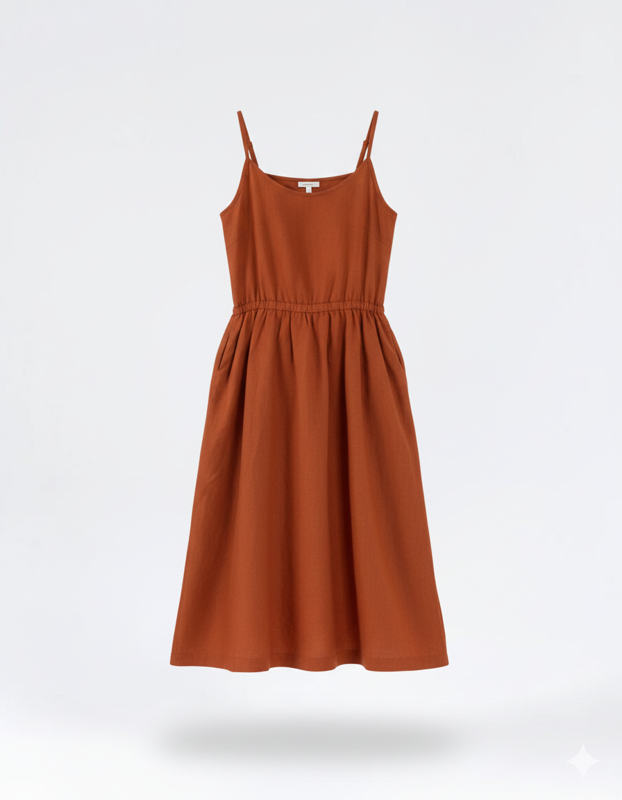 Linen Strap Dress with Pockets