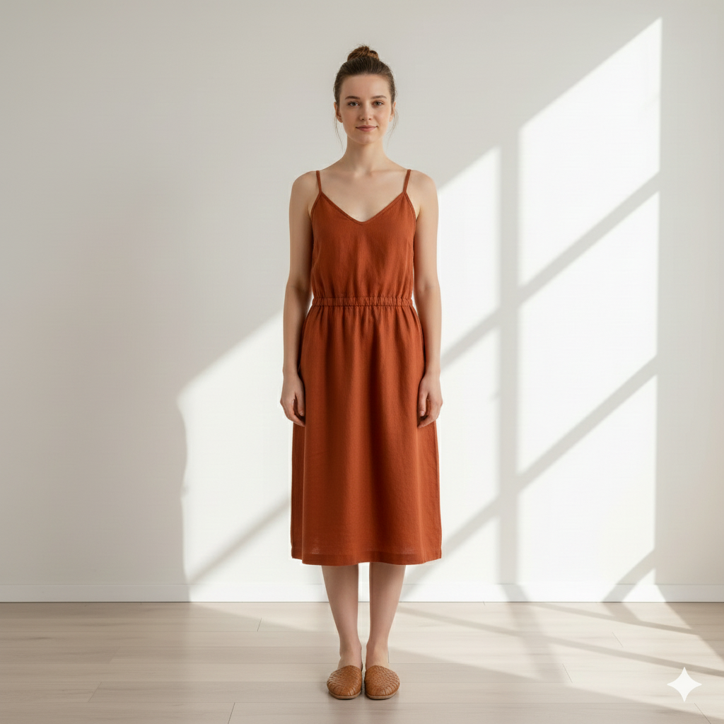 Linen Strap Dress with Pockets
