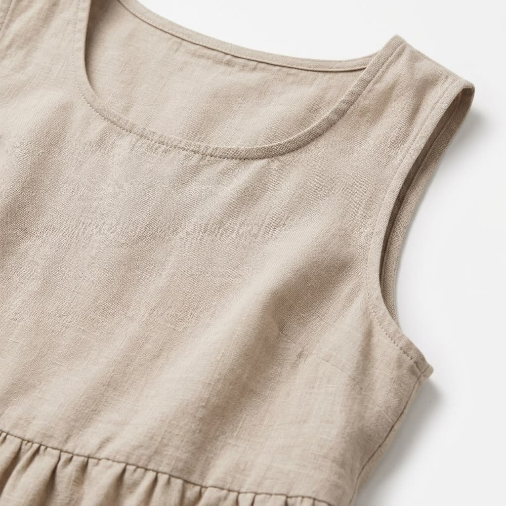 Sleeveless Linen Pinafore Pocket Dress