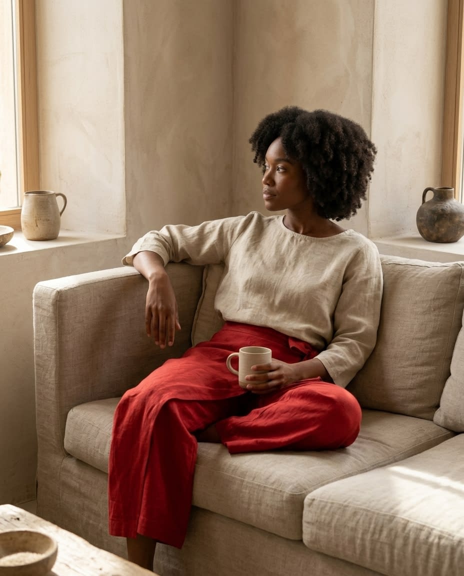 Wrap-Front Wide Leg Linen Culottes