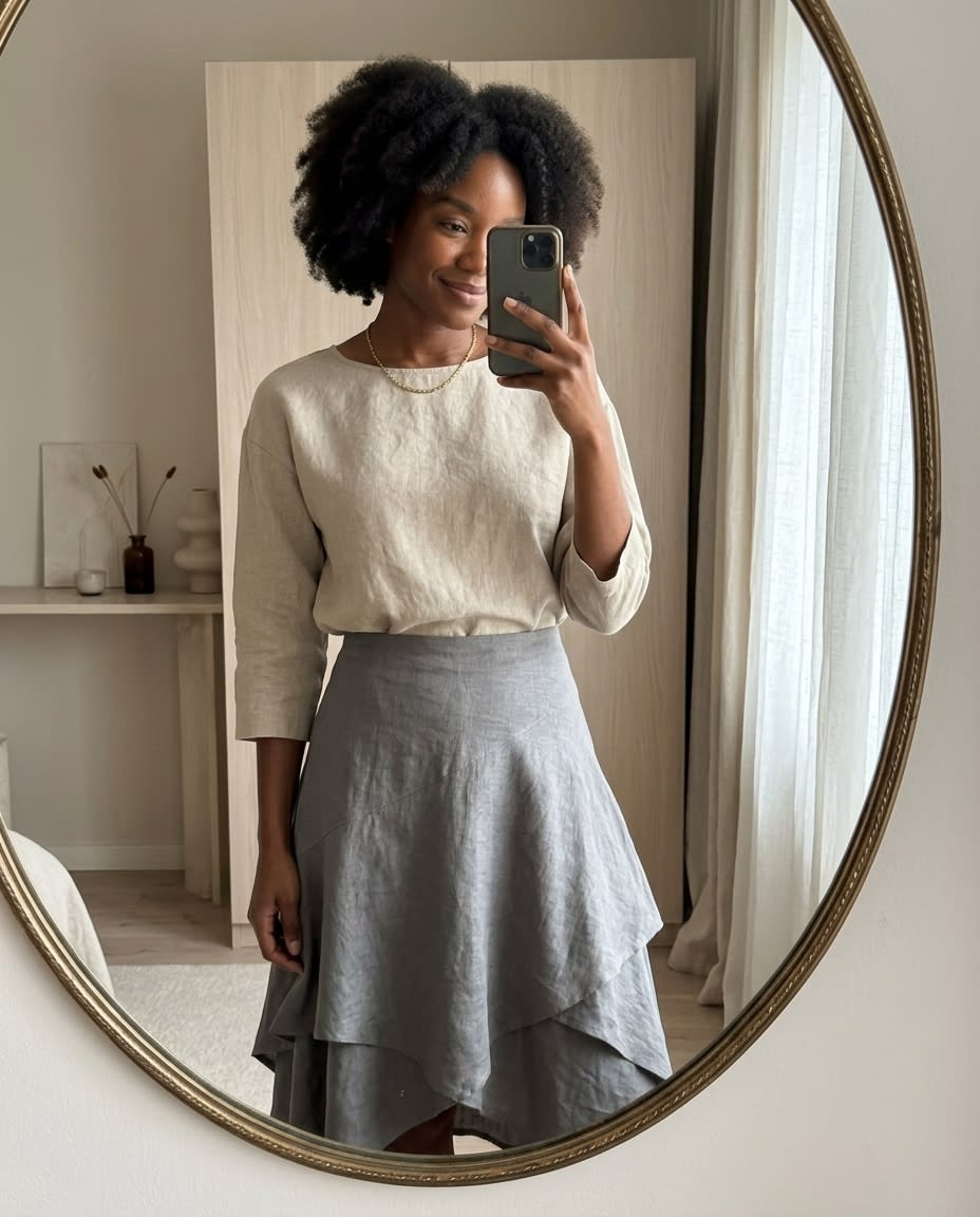 Layered Handkerchief Hem Linen Skirt