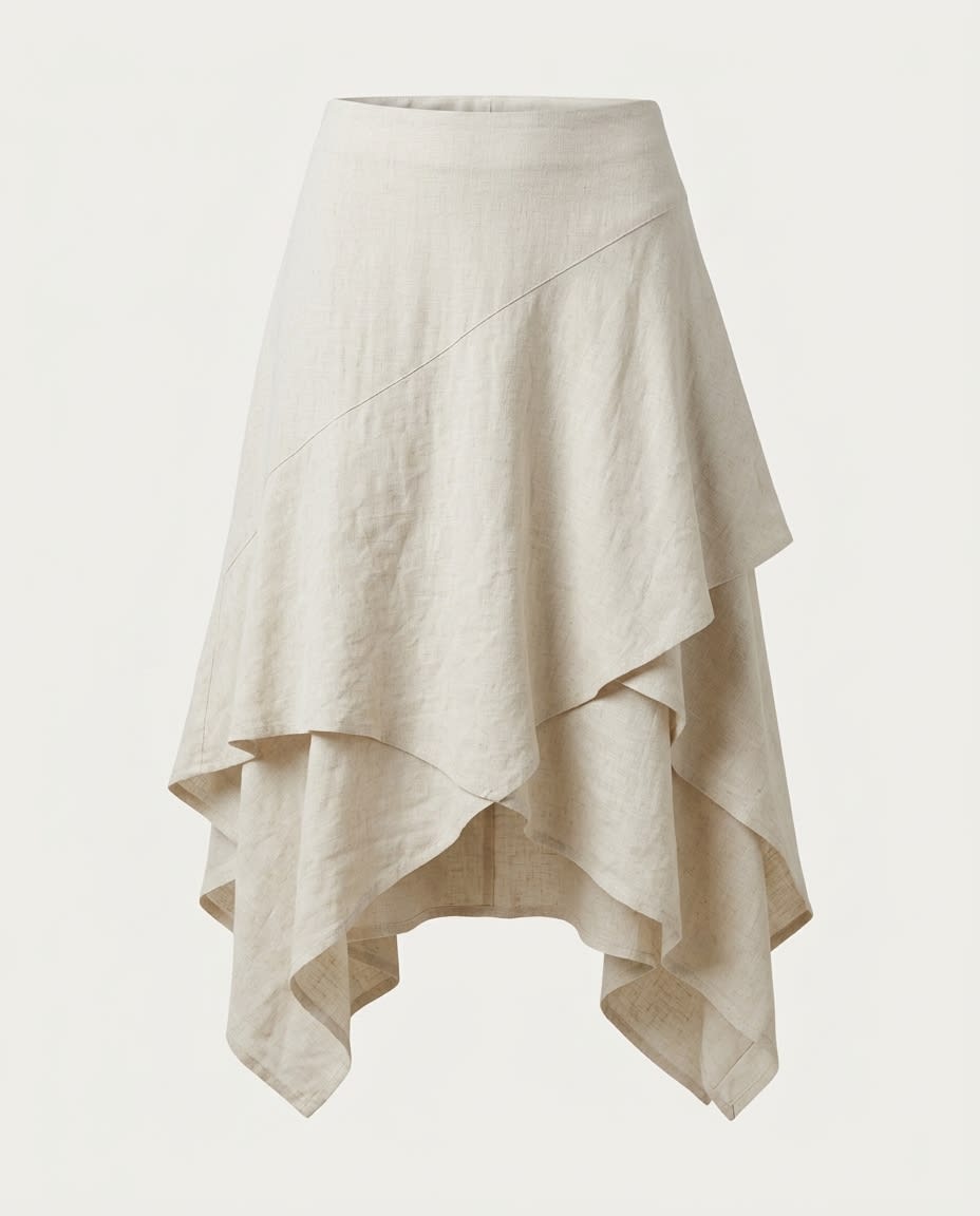 Layered Handkerchief Hem Linen Skirt