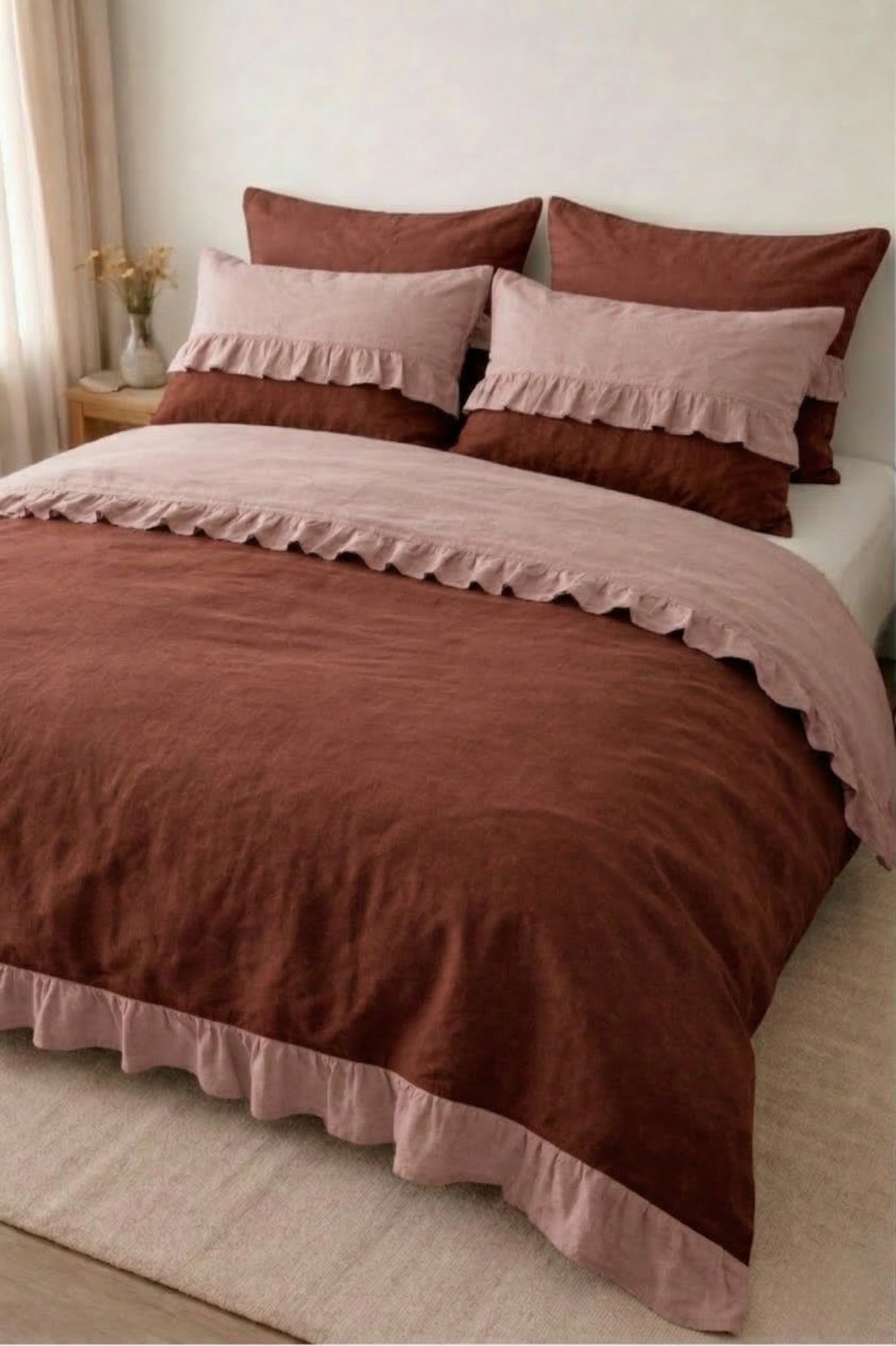 Linen Pillowcase with Ruffle Trim