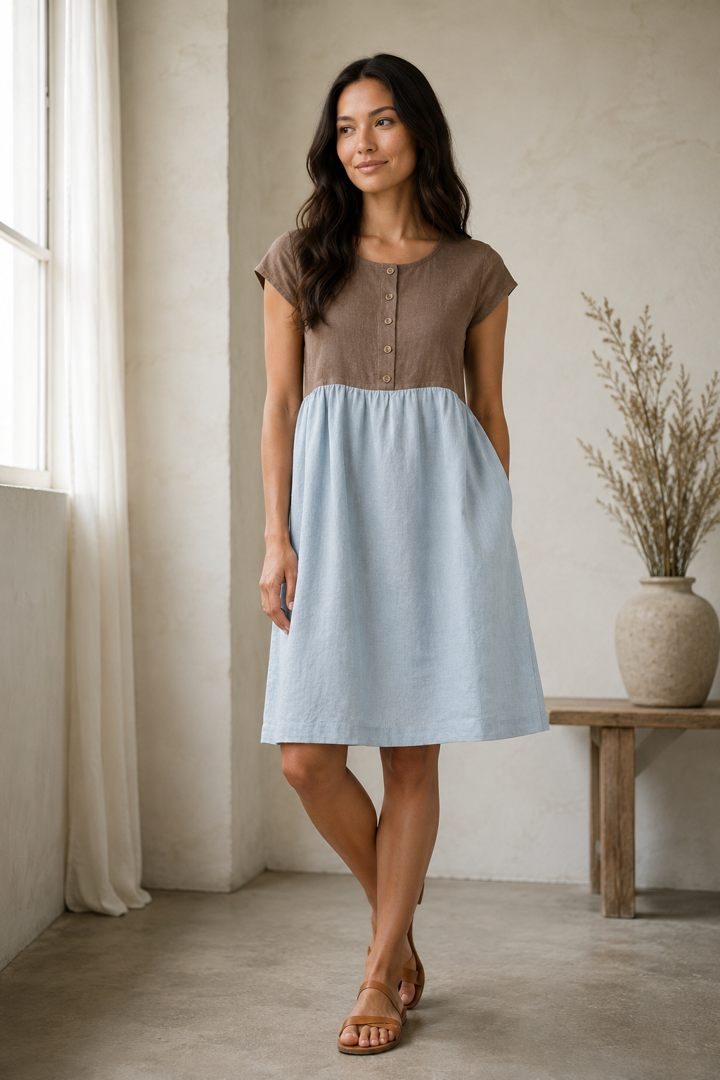 Linen Dress — Customizable Sleeve, Length & Color