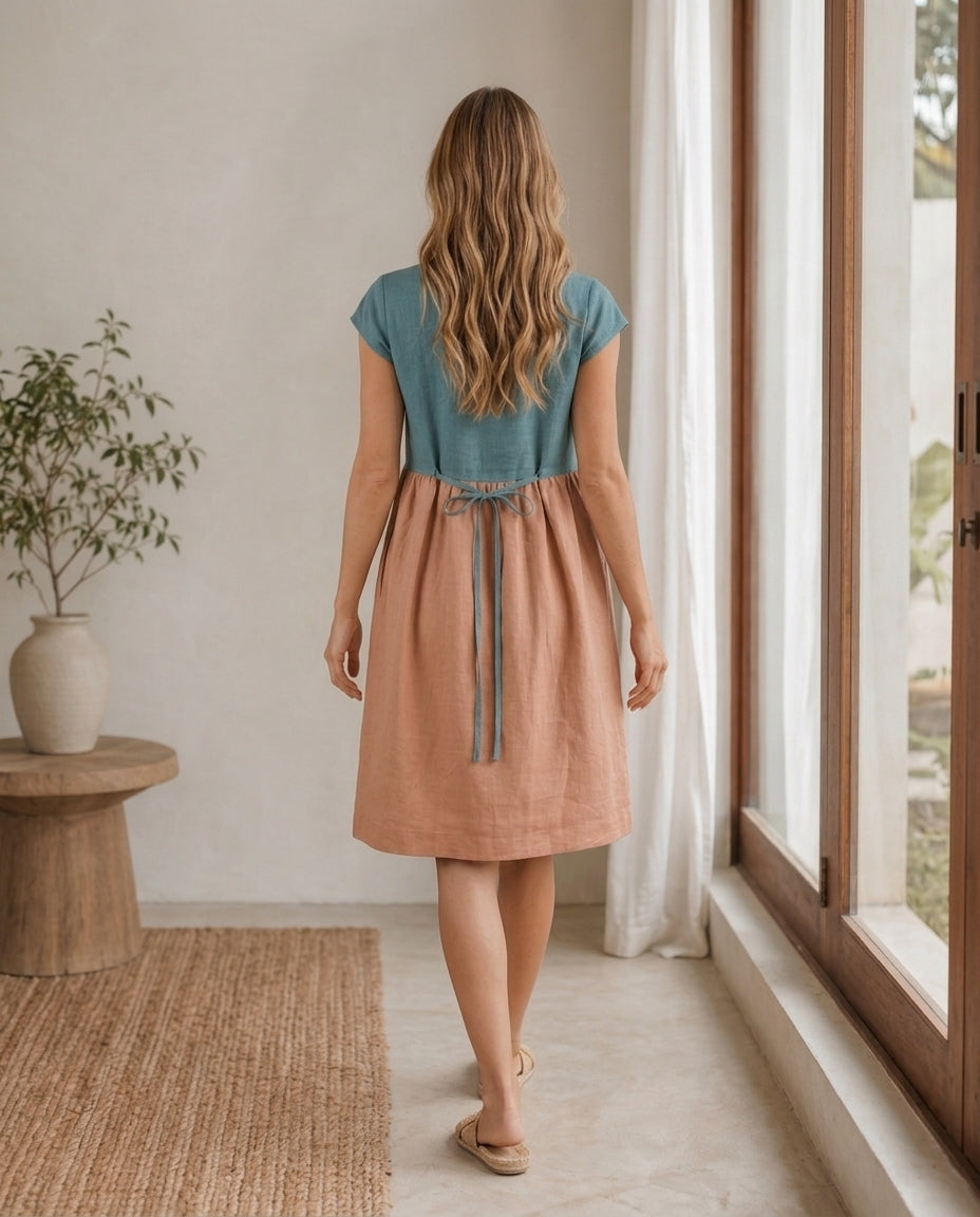 Linen Dress — Customizable Sleeve, Length & Color