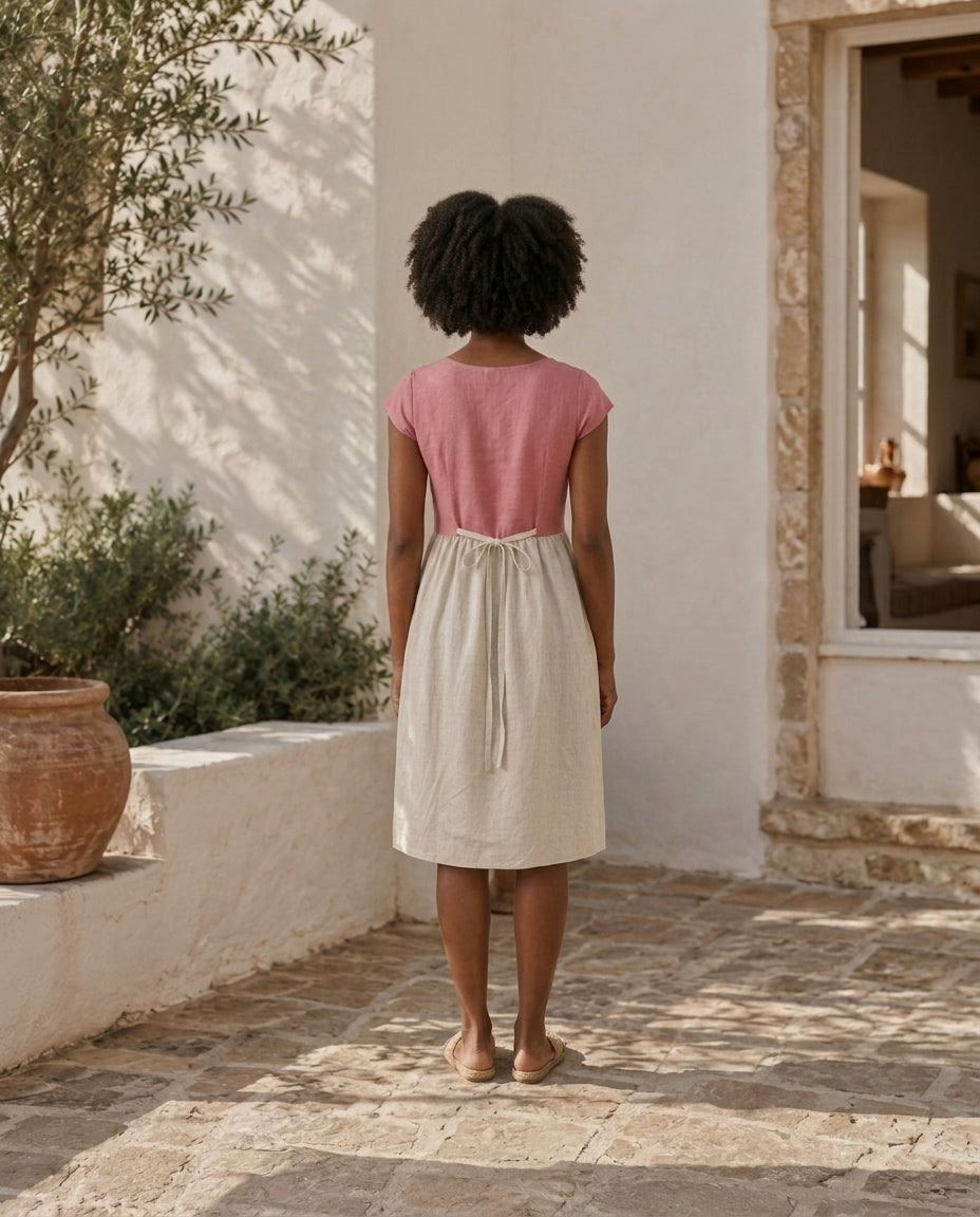 Linen Dress — Customizable Sleeve, Length & Color
