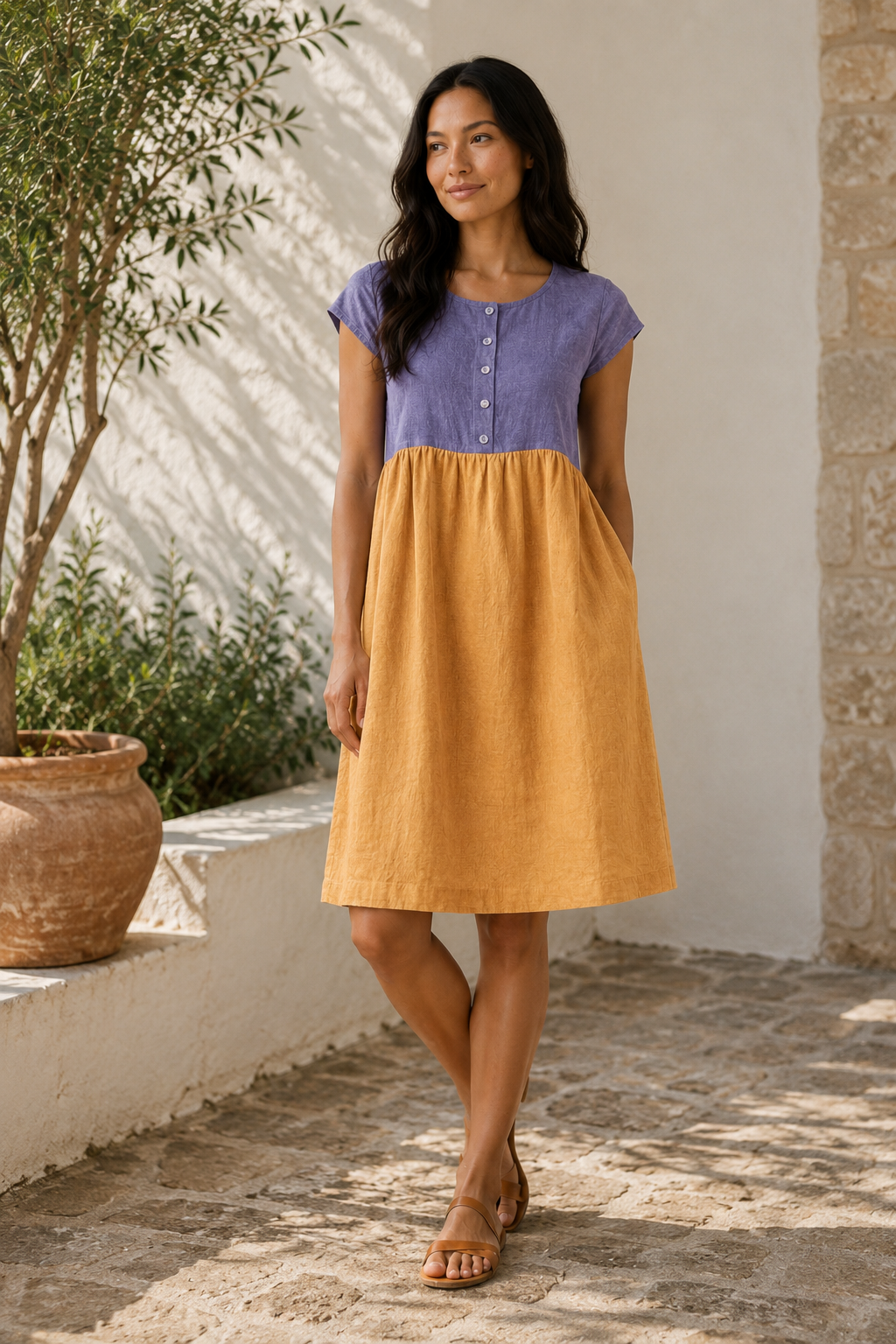 Linen Dress — Customizable Sleeve, Length & Color
