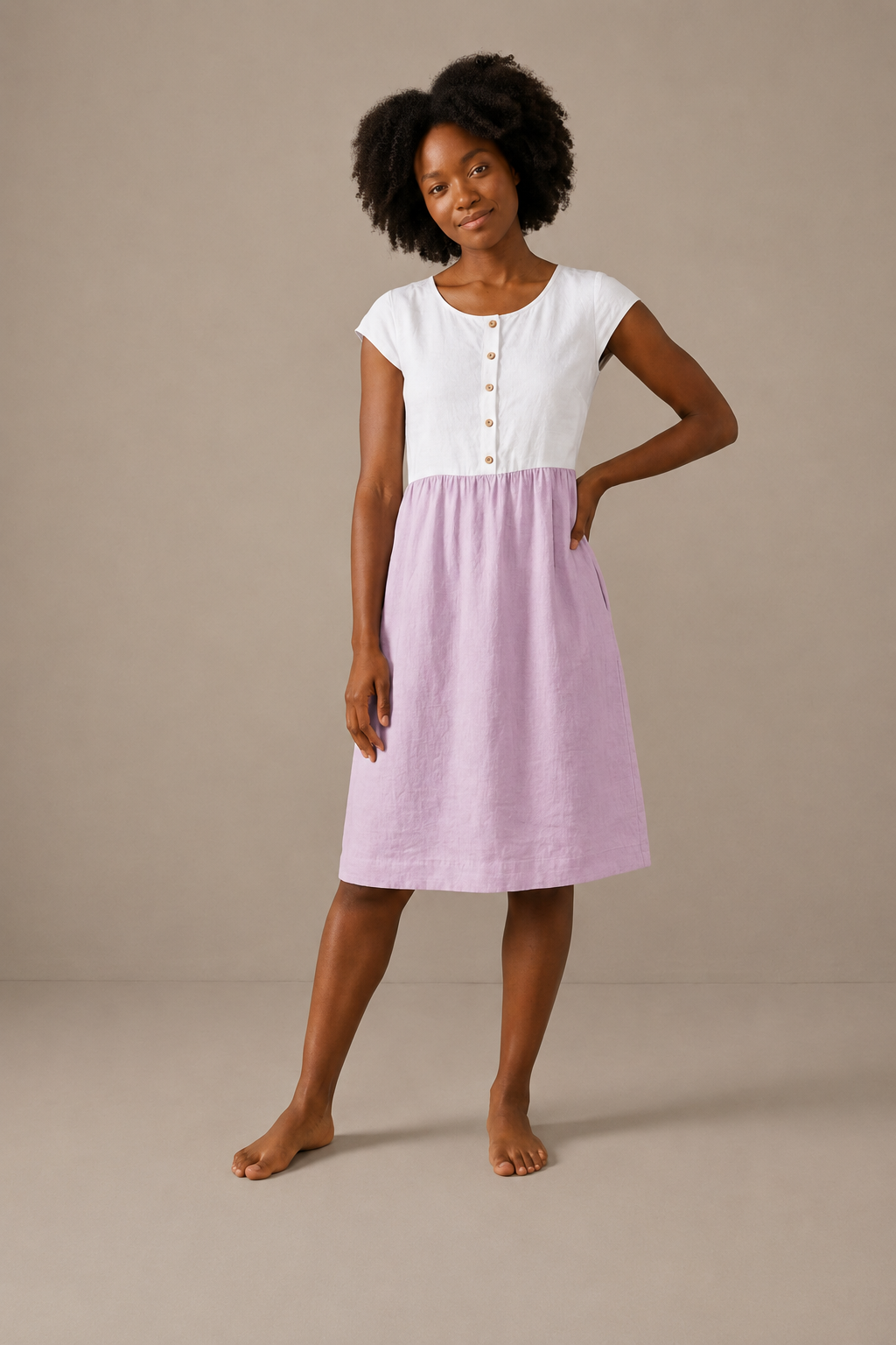 Linen Dress — Customizable Sleeve, Length & Color