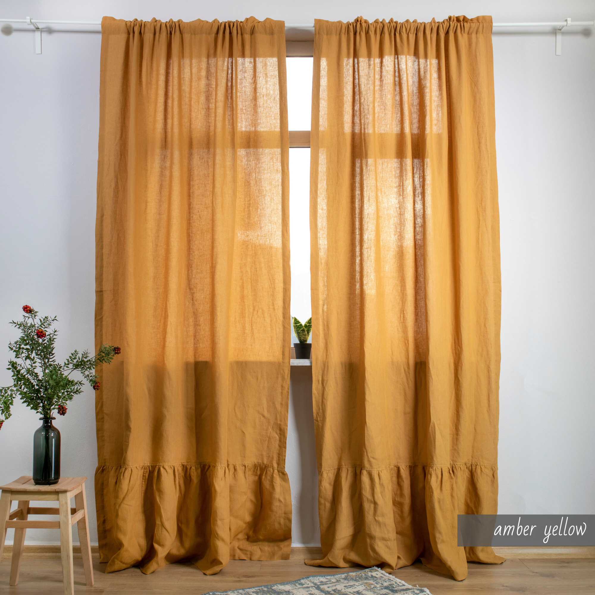 100% LINEN SHOWER Curtain 41 Color Option Natural European Linen Curtain for shower Ship From USA