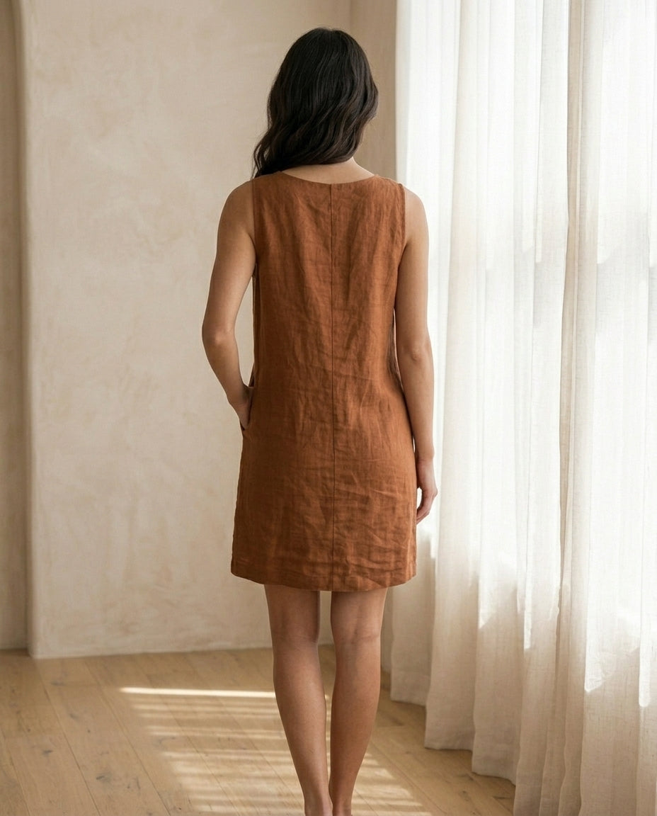 Linen Dress | Double Pocket Design