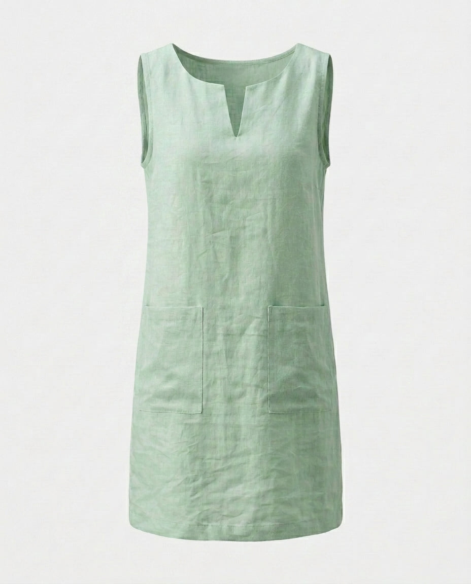Linen Dress | Double Pocket Design
