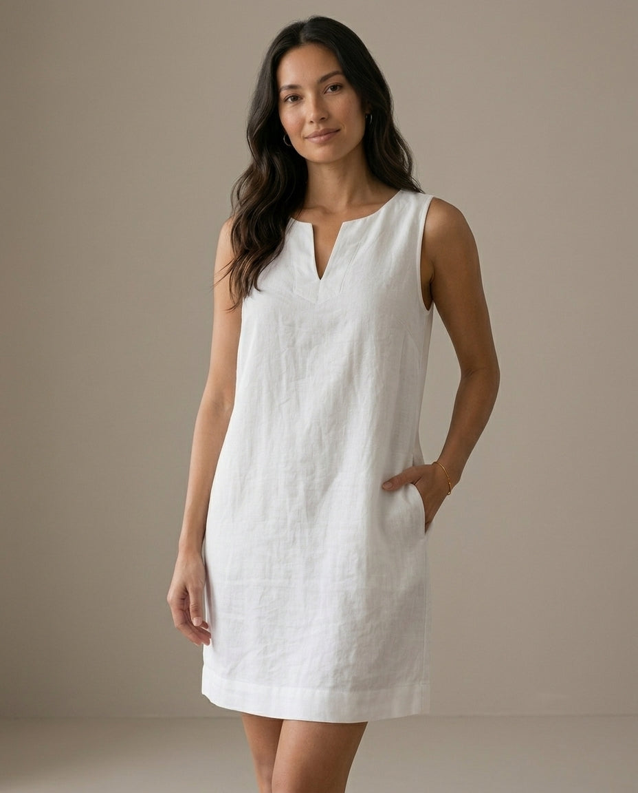 Linen Dress | Double Pocket Design