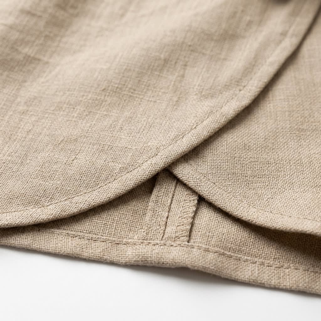 Tie-Waist Linen Wrap Blouse