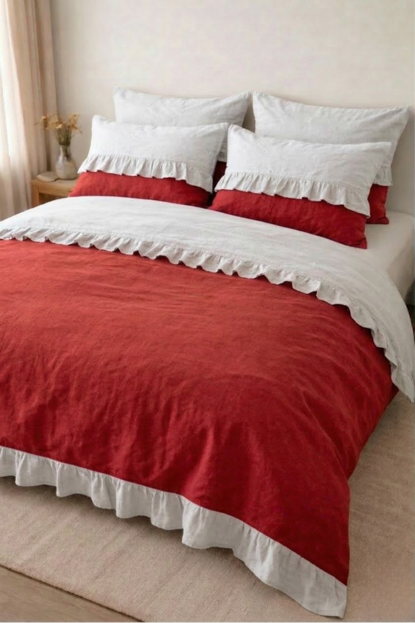 Linen Pillowcase with Ruffle Trim