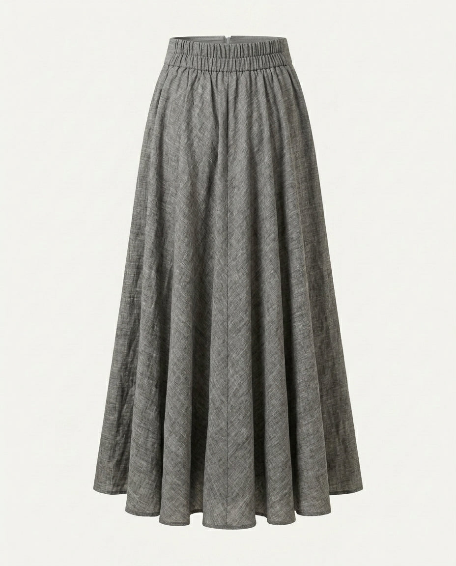 Maxi Linen Skirt with Elastic Waistband
