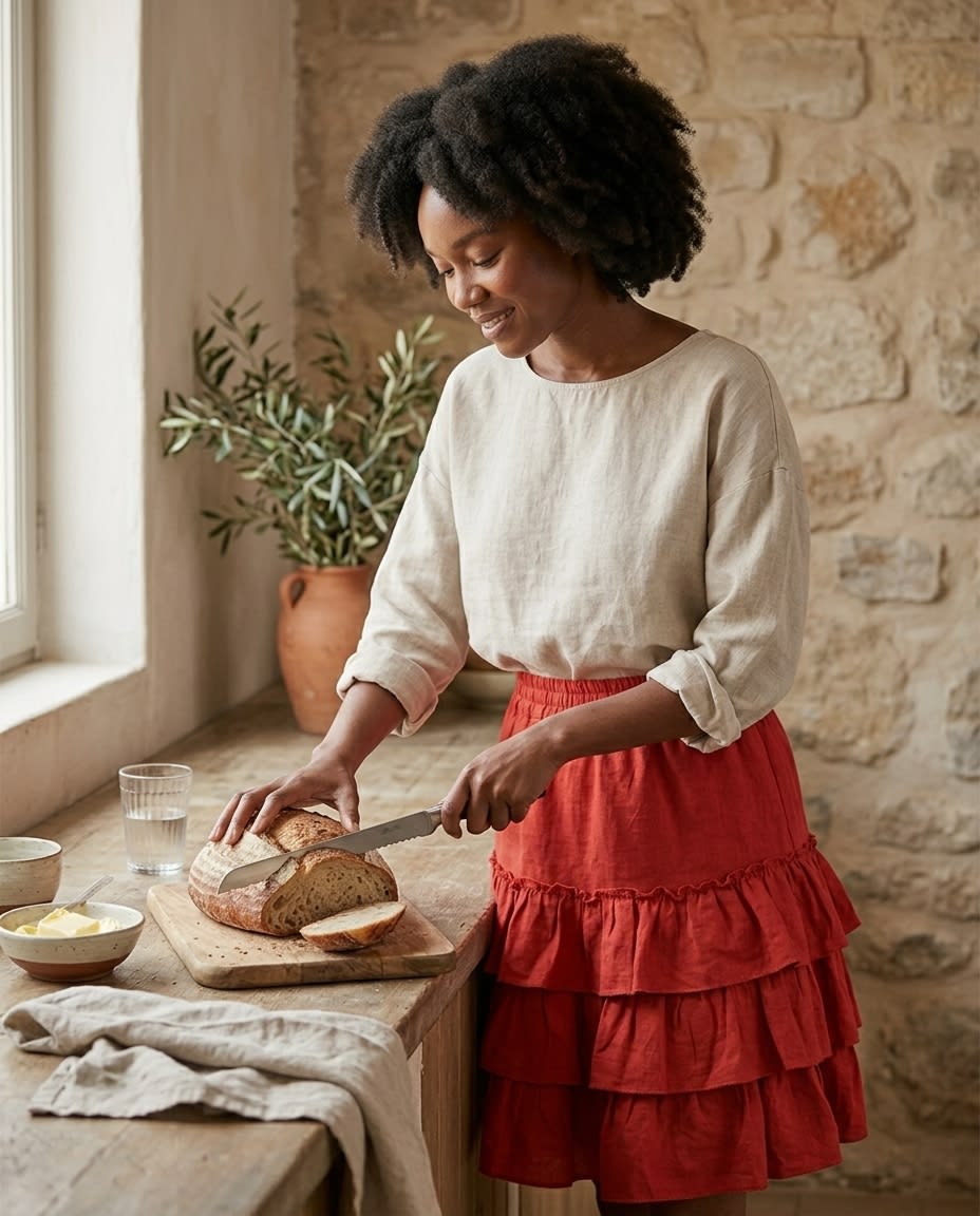 Tiered Ruffle Linen Mini Skirt
