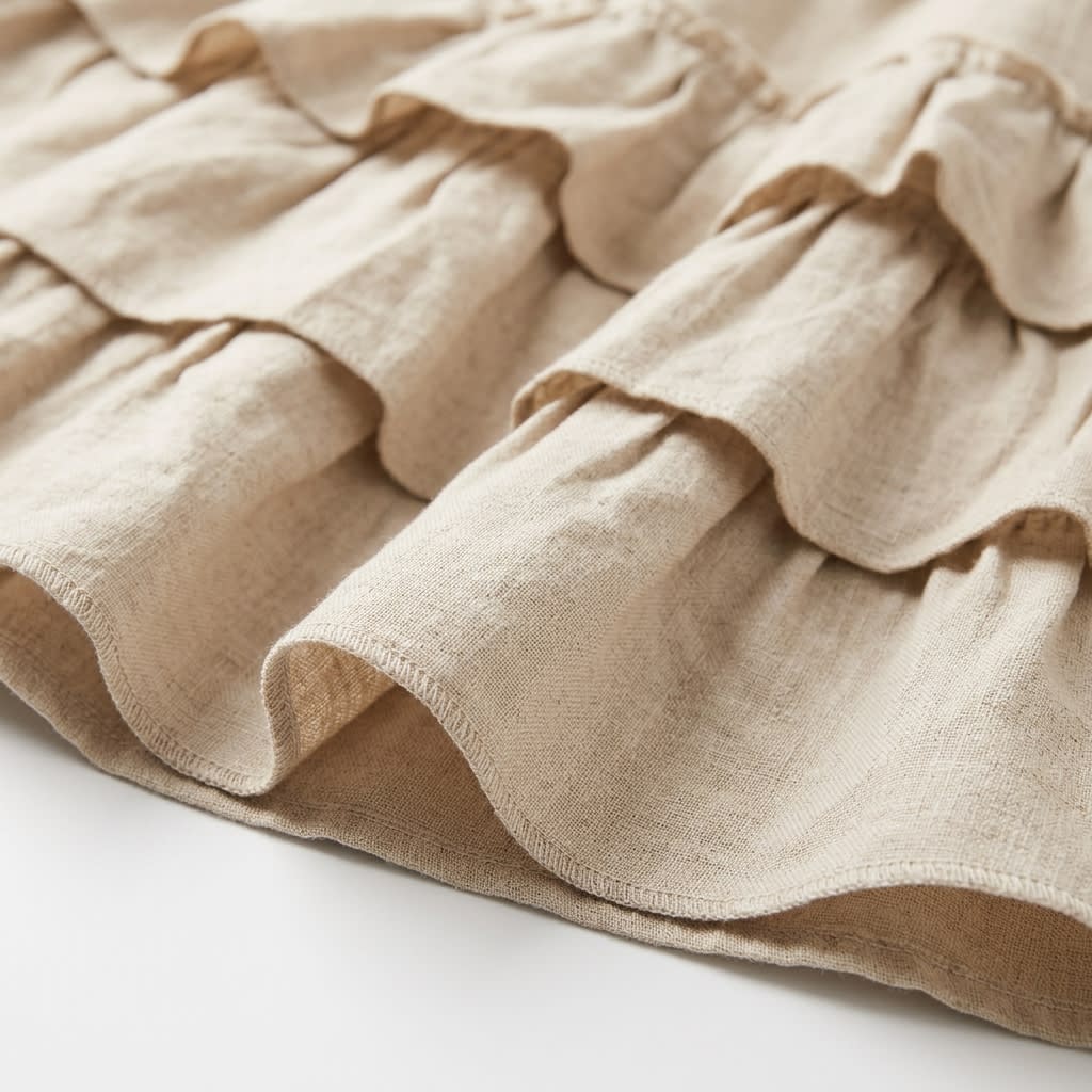 Tiered Ruffle Linen Mini Skirt